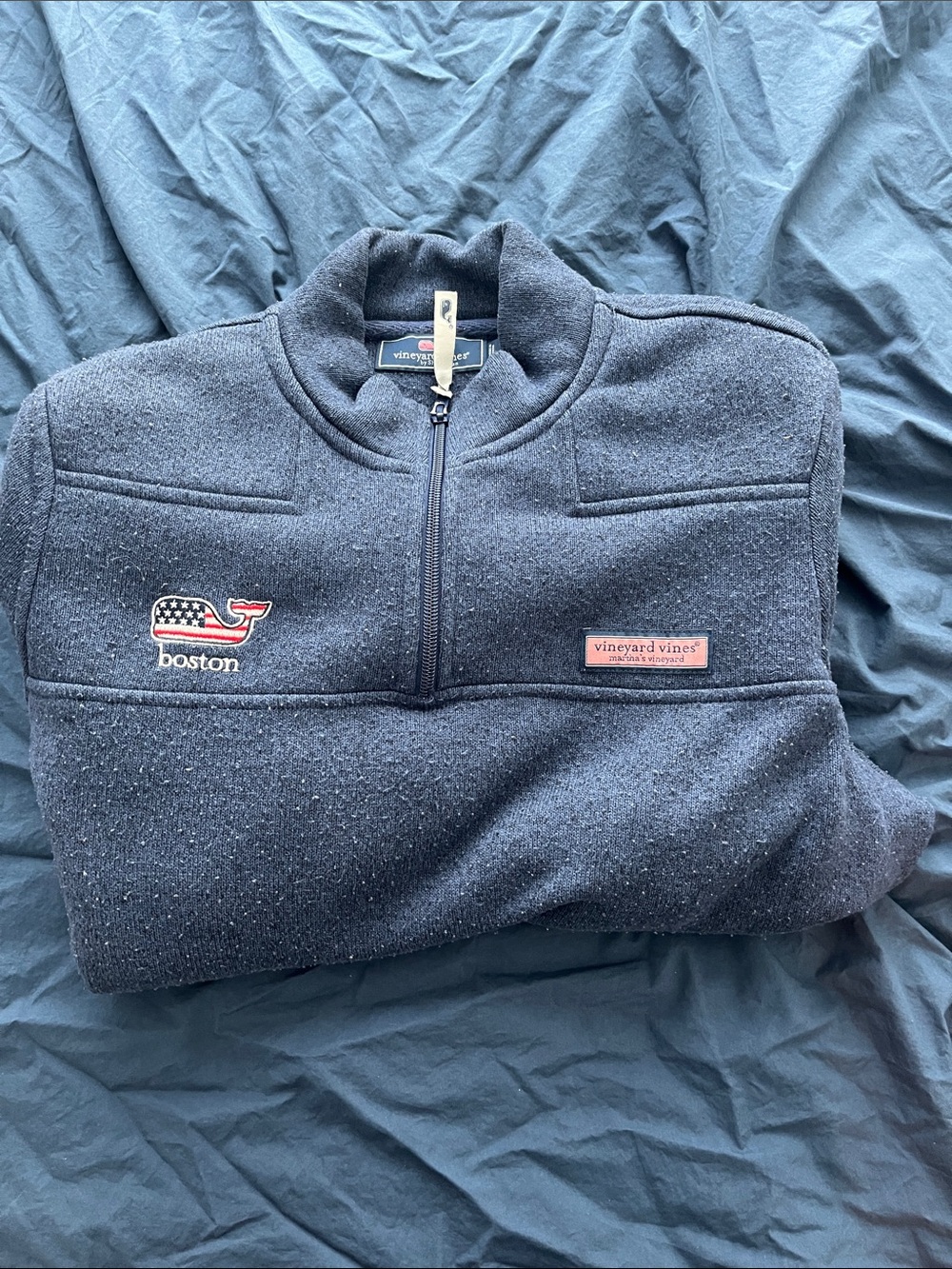 Vineyard Vines Navy Boston Quarter-Zip Pullover